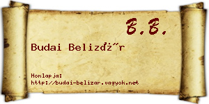 Budai Belizár névjegykártya